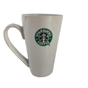 Starbucks 2007 Tall 17.7 oz Coffee Mug Cup Traditional Design White Green